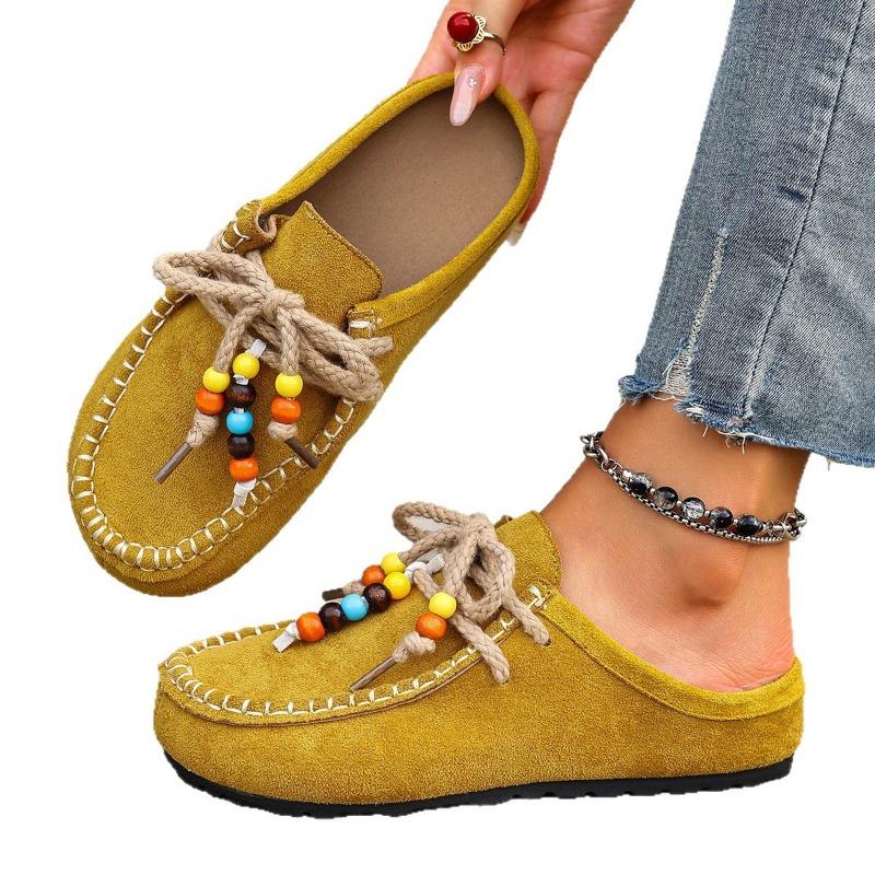 The New Retro Baotou Thick-soled Shoes Are Casual and Fashionable, with One Foot and Half Slippers