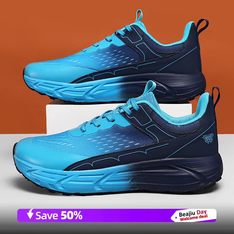 

Мужские кроссовки для бега Марафон Специальность Спорт Дышащие Легкие Женские Удобные Нескользящие Повседневные Кроссовки Большой Размер 36-47 46 синий