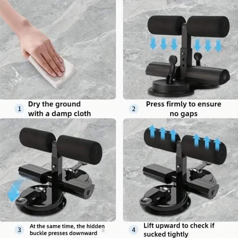 Ab Training Auxiliary Device, Portable Sit Up Exercise Equipment with 2 Strong Suction Cups and Adjustable Foot Holder