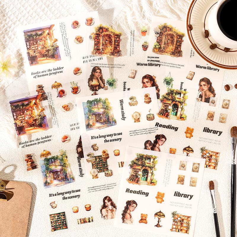 8 Sheets Vintage Girls' leisure Stickers Decorative collage Diary Album Scrapbooking material Junk Journal Supplies