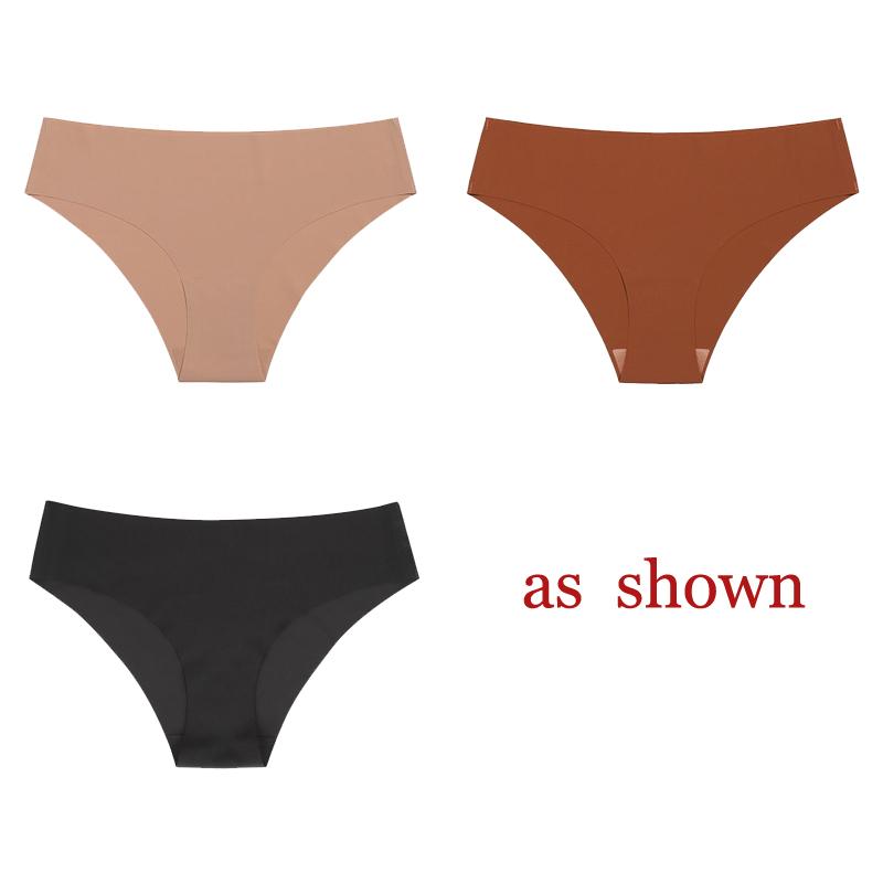 TERMEZY 3Pcs/Lot Sexy No Trace Panties for Women Ice Silk Low Waist Underwear Sports Lingerie G-string Briefs Female Intimates