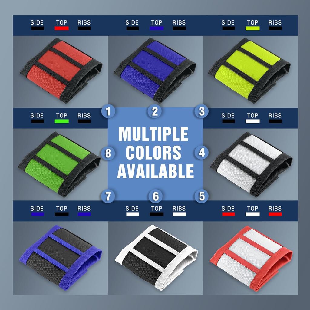 Dirt Bike Seat Cover Universal - Ribbed Gripper Pit Bike Seat Cover for Motorcycle Enduor Motocross White-Black