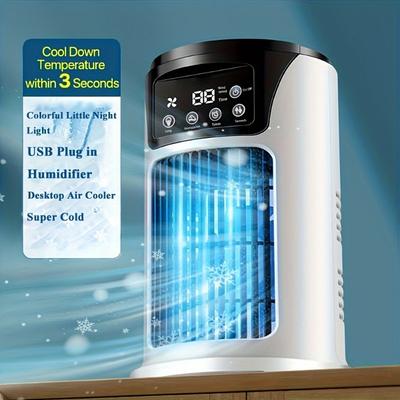 Tragbare Klimaanlage Luftbefeuchter Kühler, USB-Ventilator mit Atmosphärenlicht Kühler Klimaanlage, 6 Geschwindigkeiten einstellbar, 3 in 1 Funktion