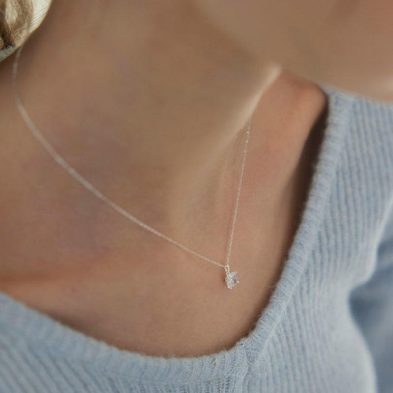 murmur [925silver]Glow square drop necklace