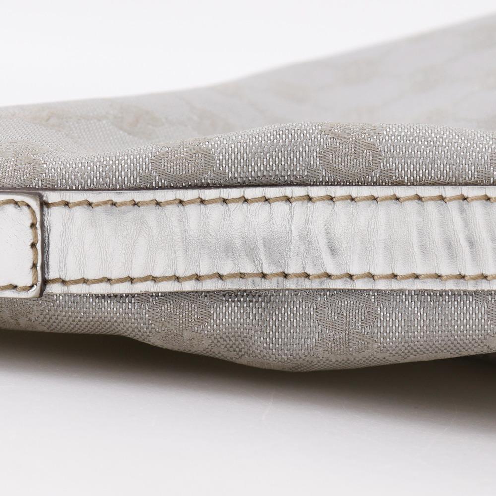 Gucci Interlocking G Shoulder Bag 182491 Silver GG Canvas Women Used