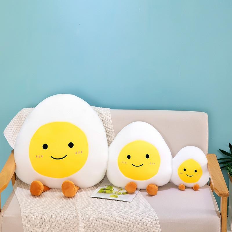 Cute poached egg throw pillow plush toy girl bed sleeping pillow office table chair cushion home decoration