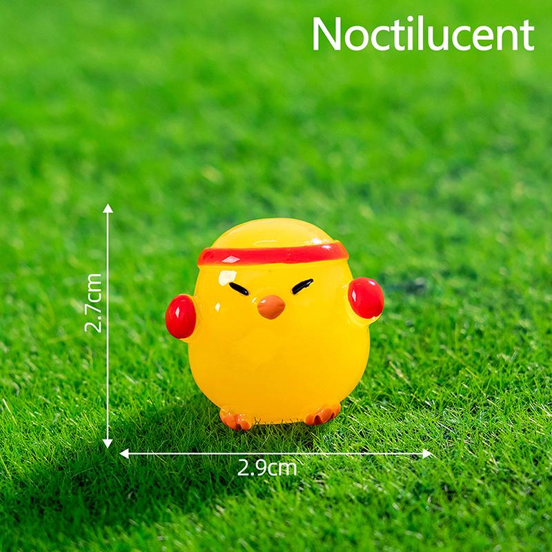 Cartoon Cute Noctilucent Yellow Chicken Ornaments Creative Resin Crafts Creative Cartoon Animal Model Decoration Accessories