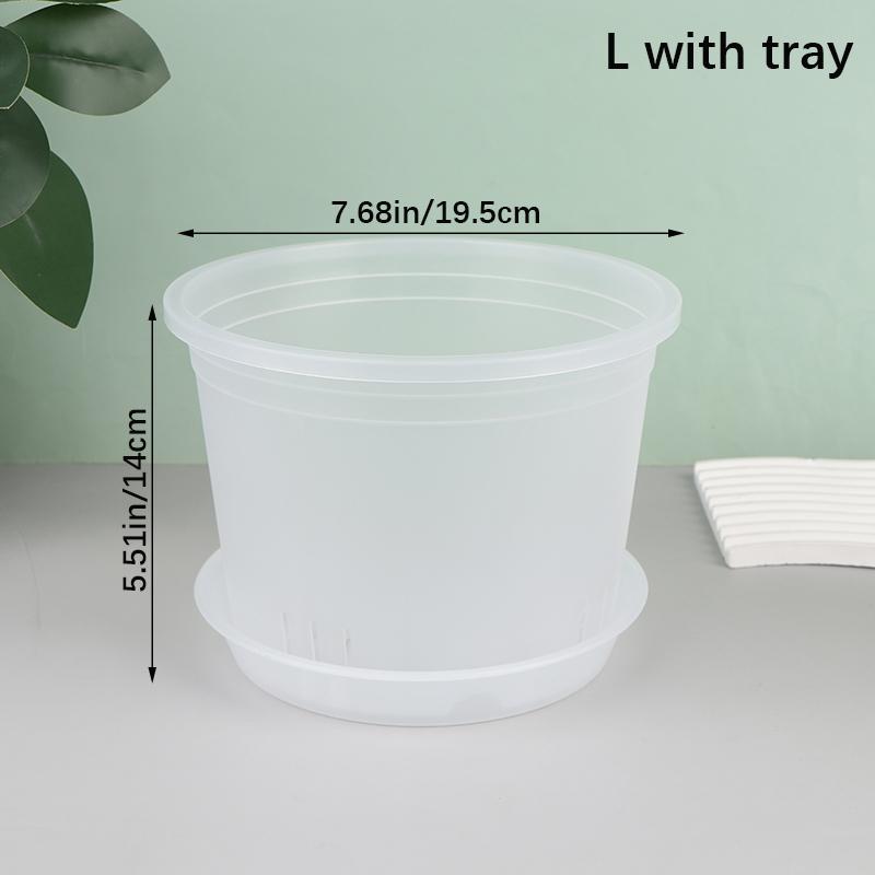 1Pc Transparent Round Orchid Pot With/Without Tray Root Control Plastic Orchid Pots With Holes Breathable Plant Growth Container