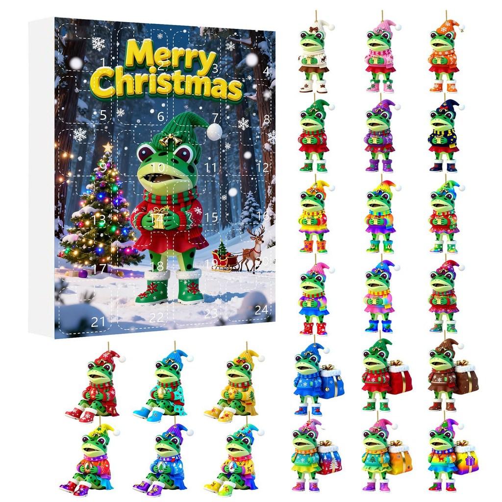 Christmas Countdown Calendar With Frog Acrylic Hanging Decorations For Holiday Room Decor