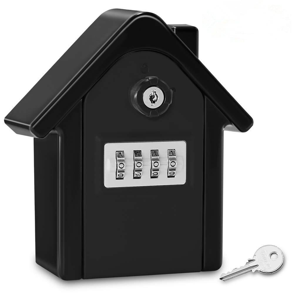 Wall Mounted Key Box with Digital Code and Emergency Key Black