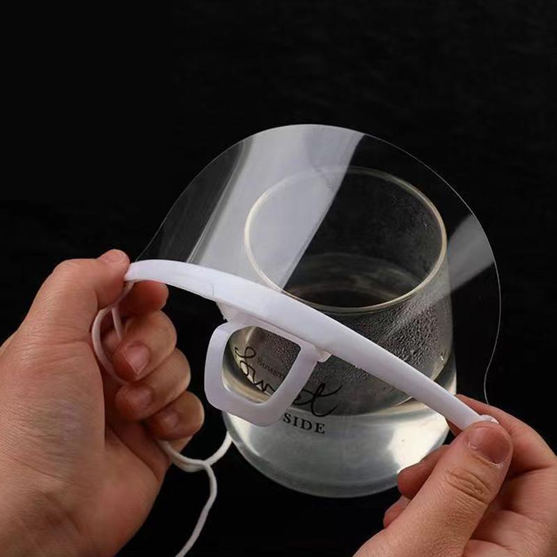 20Pcs Clear Plastic Catering Mask Hotel Beauty Chef Waiter Protective Mask Reusable Visible Splash Proof Mask