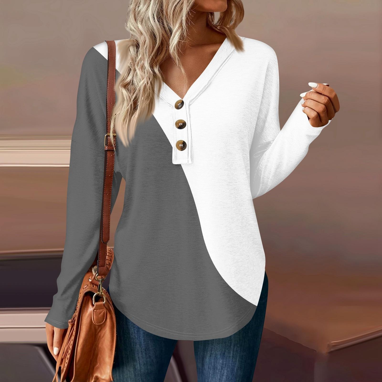 

Женский повседневный пуловер с V-образным вырезом и геометрическим принтом на пуговицах XL