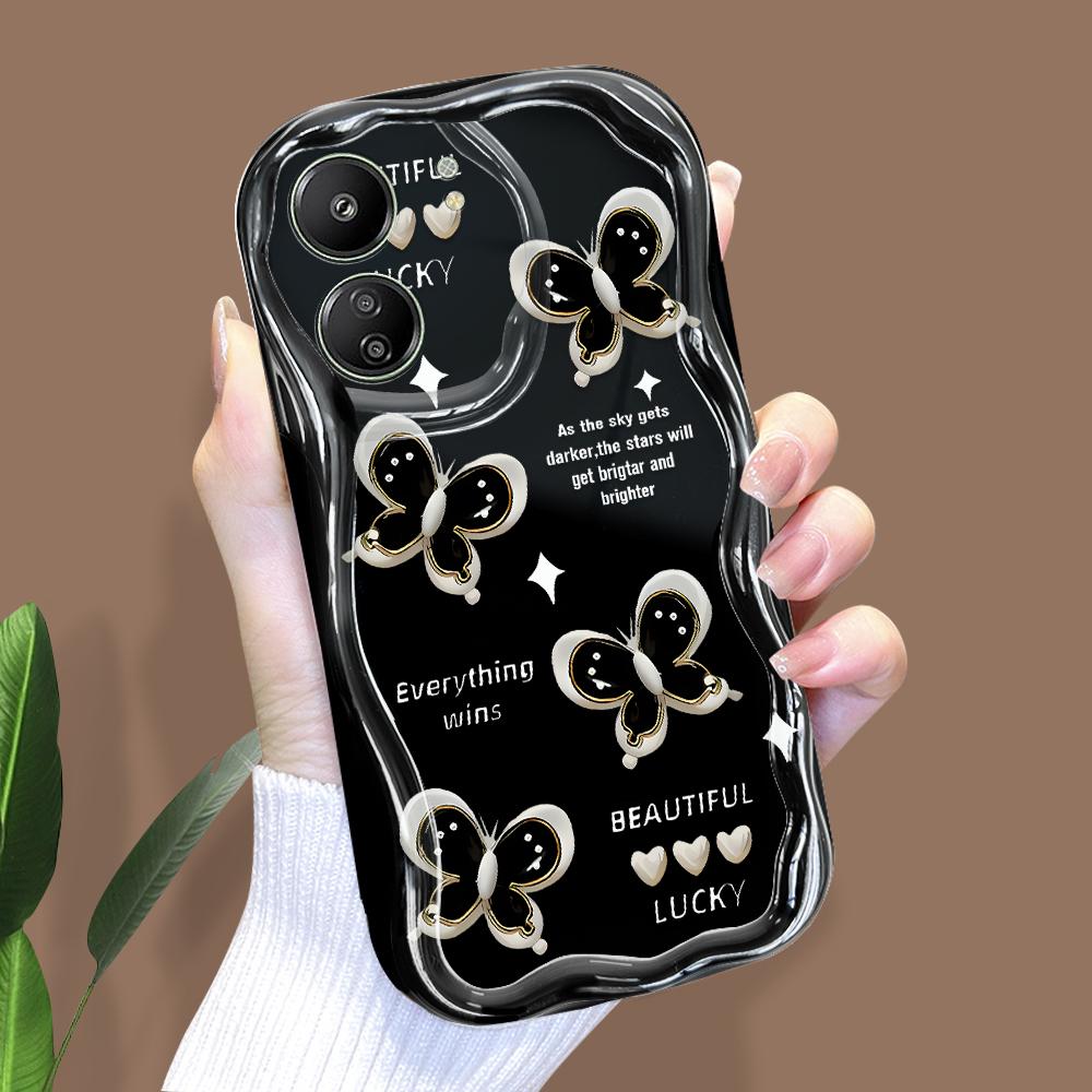 Niedliches Cartoon-Muster Creme Textur Gehäuse Wellenförmiger Rand Weiche Silikonhülle Handyhülle für Xiaomi Redmi