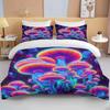 Super Vibrant Neon Psychedelic Mushrooms Print Bedding Set  1 Duvet Cover 1/2 Pillowcases Adult and Children Bedding Set Luxury