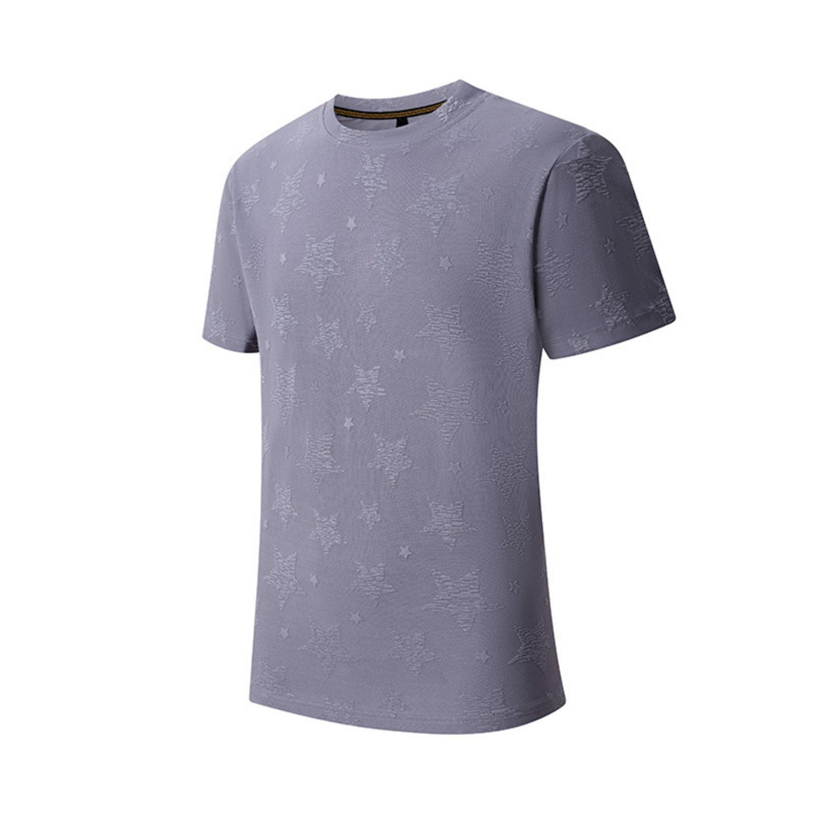 

Men Short Sleeve Crew Neck T Shirt with Subtle Star Pattern Lightweight Breathable Cotton Fit Top for Everyday Wear S