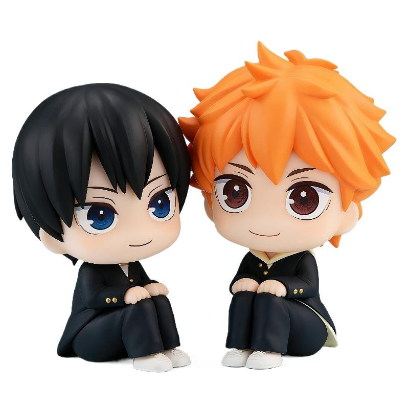 Original Chibi Haikyuu!! Sitting Kageyama & Fluffy Hair Hinata Anime Figure Car Dashboard Decor PC Case Ornament