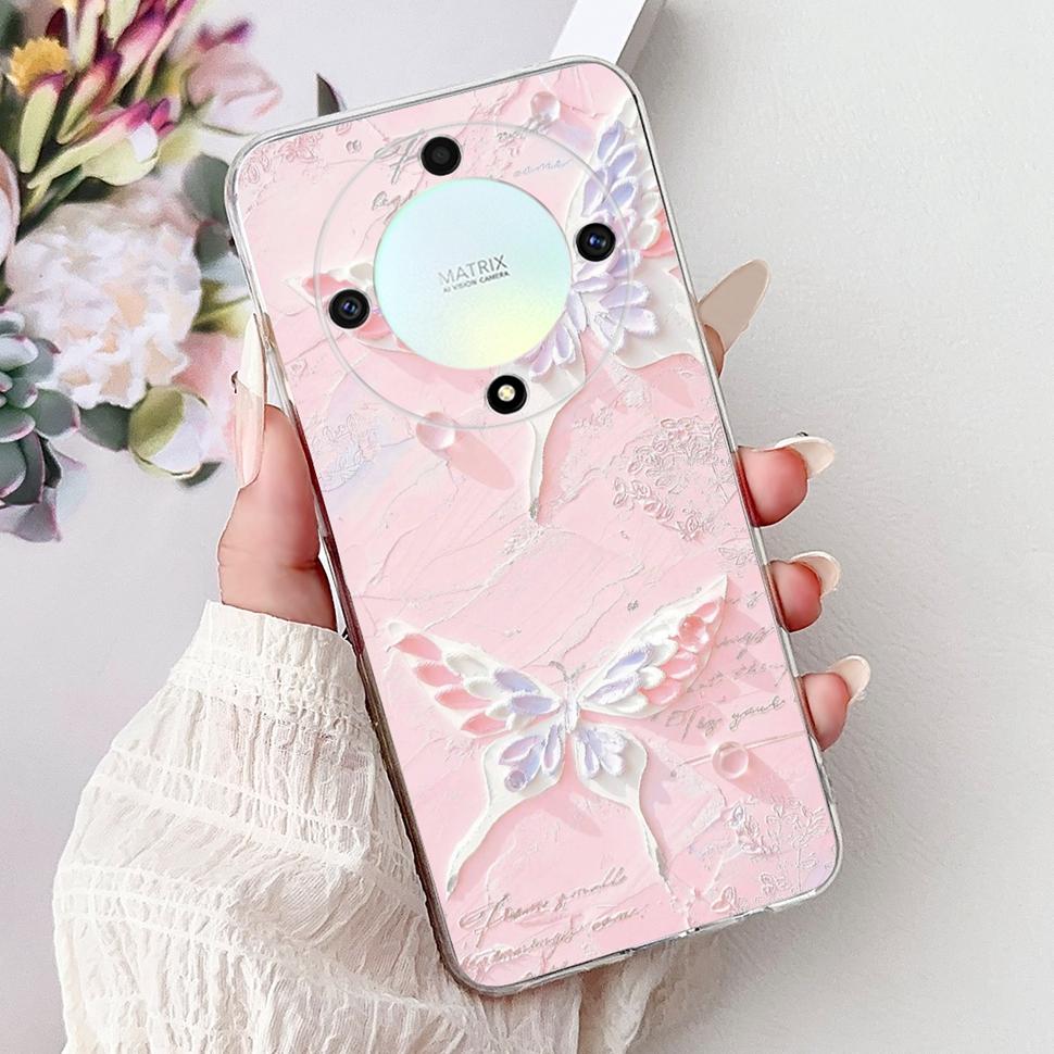 For Honor X9b 5G Case Flowers Butterfly Painted Cover Soft Silicone Casing For Honor X9 X9 b HonorX9b 5G Phone Case