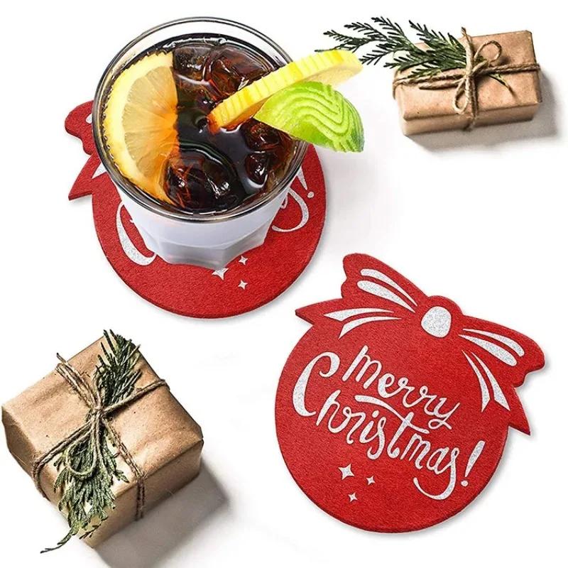 1-10PCS Fun Christmas Coasters, Snowflake Shape and Christmas Tree Design, for Christmas Party Decorations Cup Coaster