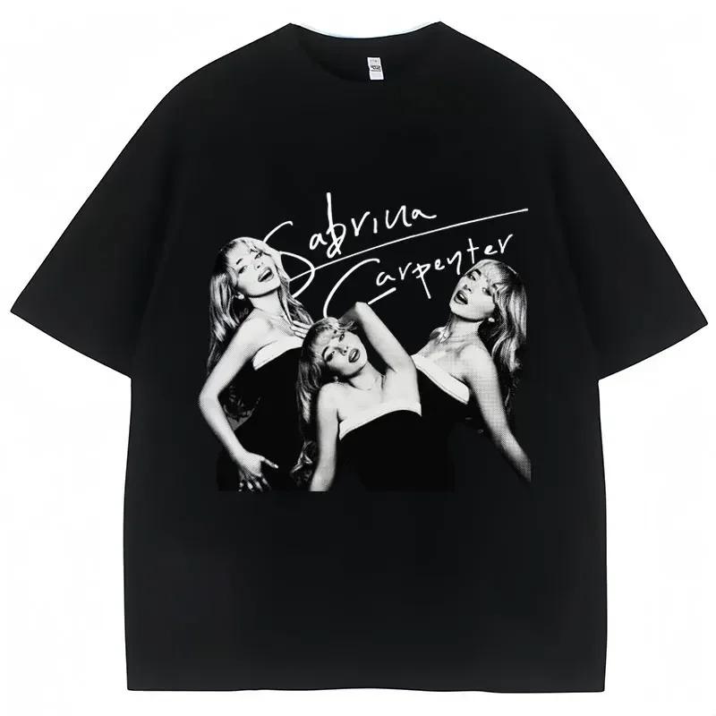 Sabrina Carpenter Vintage Style Poster Print T-shirt Unisex Women Fashion Cotton Summer Tees Oversized Harajuku Streetwear Y2k Tops