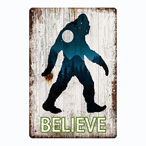 

ND Believe Metal Sign Vintage Bigfoot Decorative Metal Plaque Wall For Man Cave Bar Retro Home Decor YQ048 20x30cm（7.8x11.8inch）