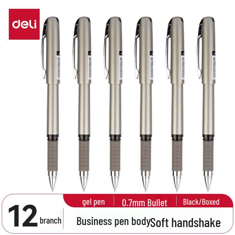 Deli 0.7mm Black Bullet Tip Gel Pen 12-Pack