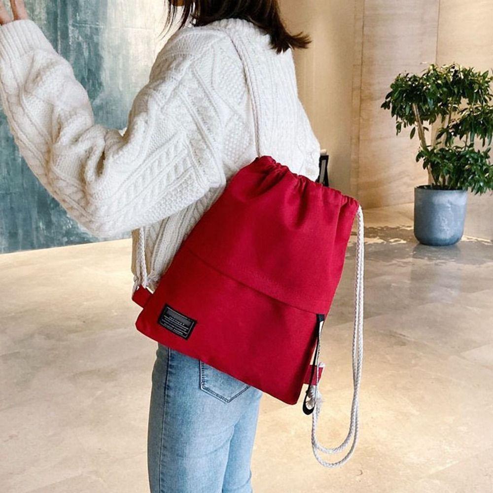Riding Leisure Bag Bundle Pocket Canvas Drawstring Bag Drawstring Pocket Knapsack Outdoor Backpack
