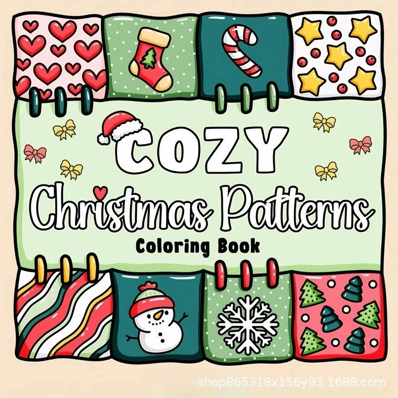 Copy Christmas Patterns Coloring Book - Stress Relief Art for Kids & Adults, Perfect Gift for Parties & Birthdays
