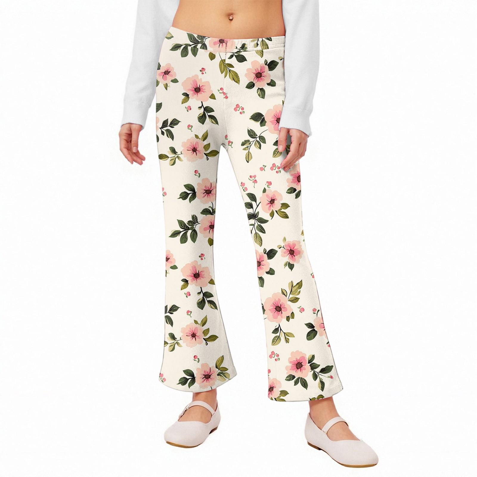 

Расклешенные леггинсы для девочек - Брюки-клеш с принтом 100 бежевый