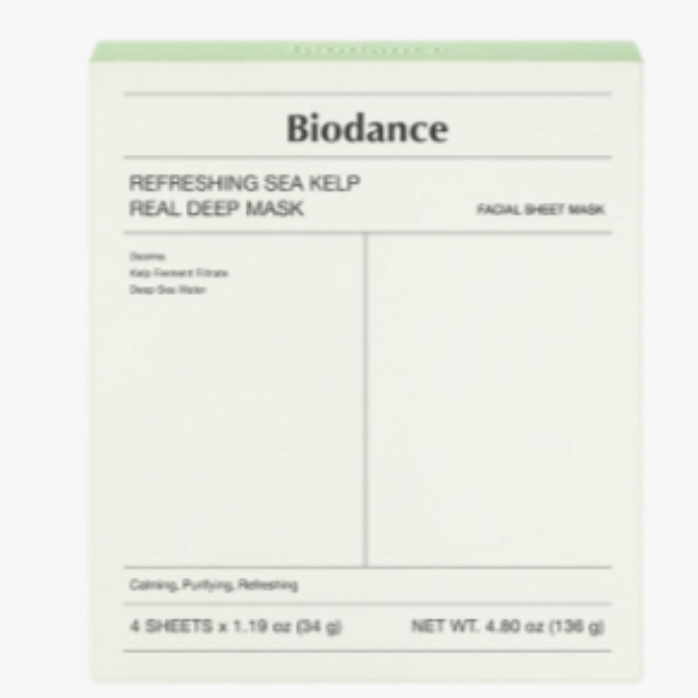 Biodunce Освежающая маска с настоящими глубоководными водорослями — Успокаивающая и увлажняющая тканевая маска (4 листа)