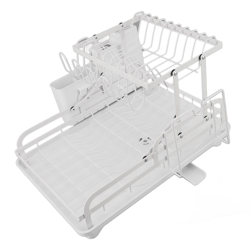 Dish Drying Rack Folding 2 Tier Multipurpose Easy Storage Dish Dryer Rack for Kitchen Countertop