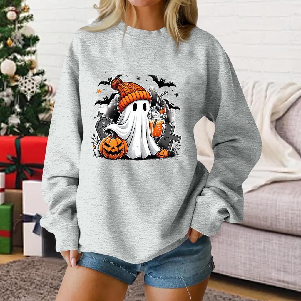 Damen Mode Lässiger Halloween bedruckter Pullover