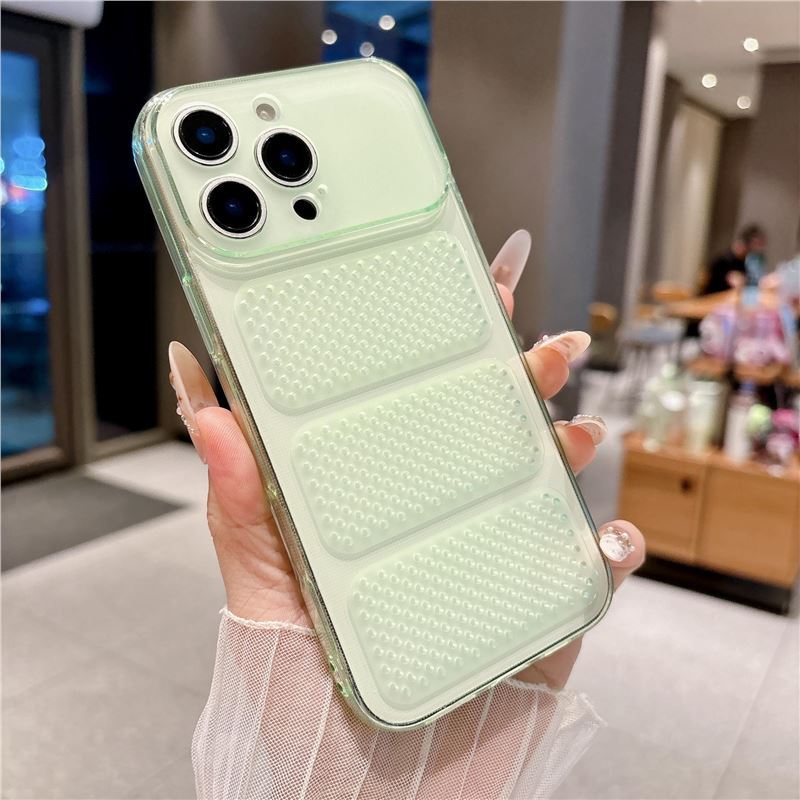 Applicable To Apple 17ProMax Mobile Phone Case Ice Through Heat Dissipation iPhone16 Cellular Mesh TPU Hollow 15 Soft Cover