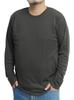 One Colors Men's Long Sleeve T-Shirt, Solid Color, Striped Smooth Crew Neck, Plus Size, 2L, Charcoal