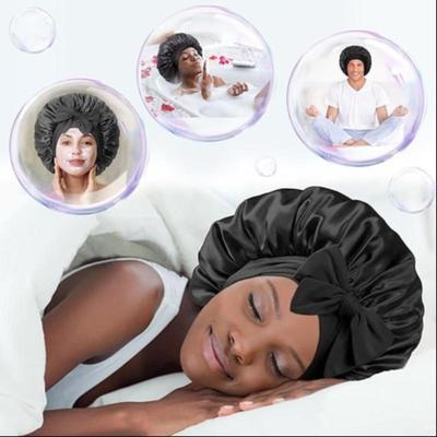 Women's Silk Sleep Cap with Elastic Band, Smooth Colorful Satin Hair Protection Hat, Casual Home Use, Daily Care Headwear