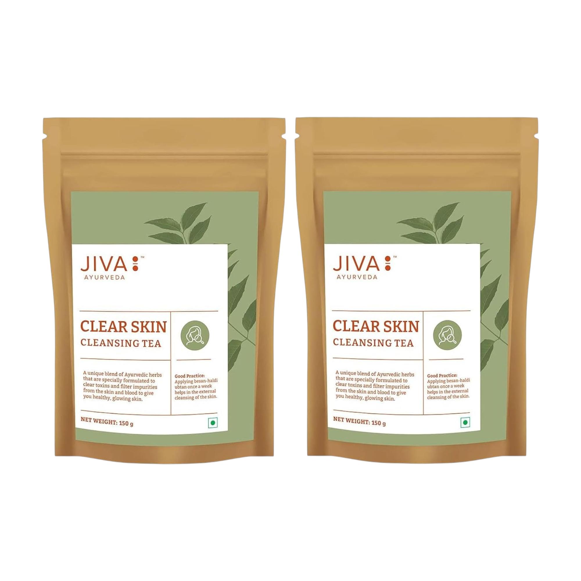 Чай Jiva Skin Tea 150 г X Упаковка из 2 шт. | Аюрведический травяной чай без кофеина для здоровой сияющей кожи и очищения крови