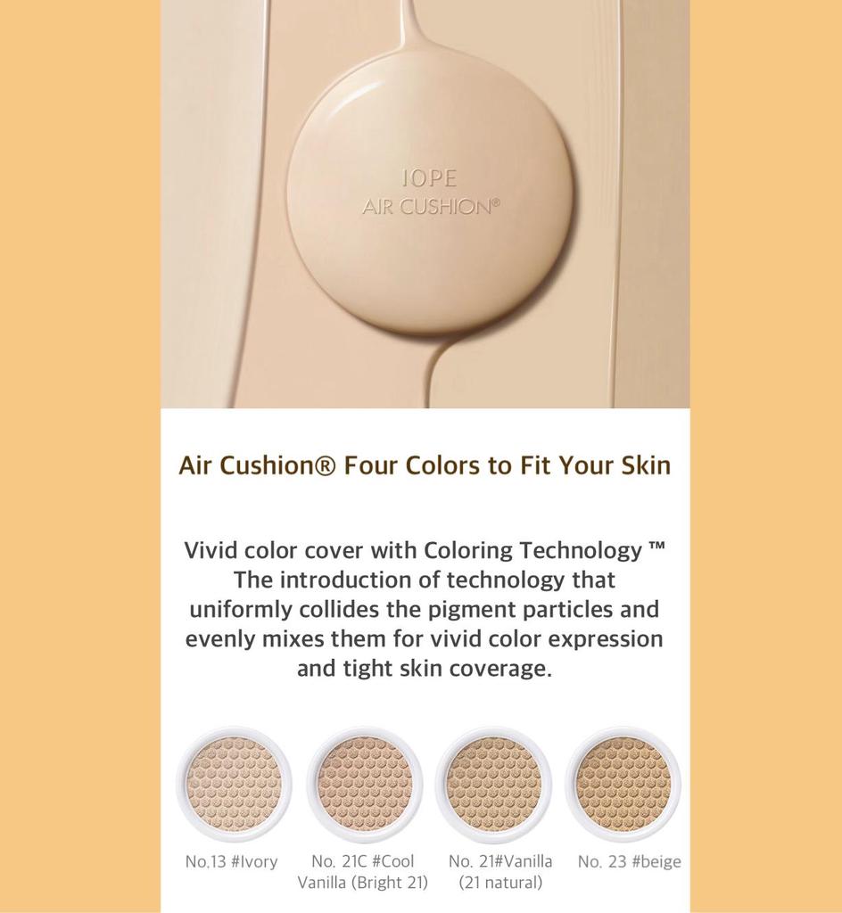 Iope Air Cushion Natural 15g*1 (Hlavní + Náplň) -21C Cool Vanilka