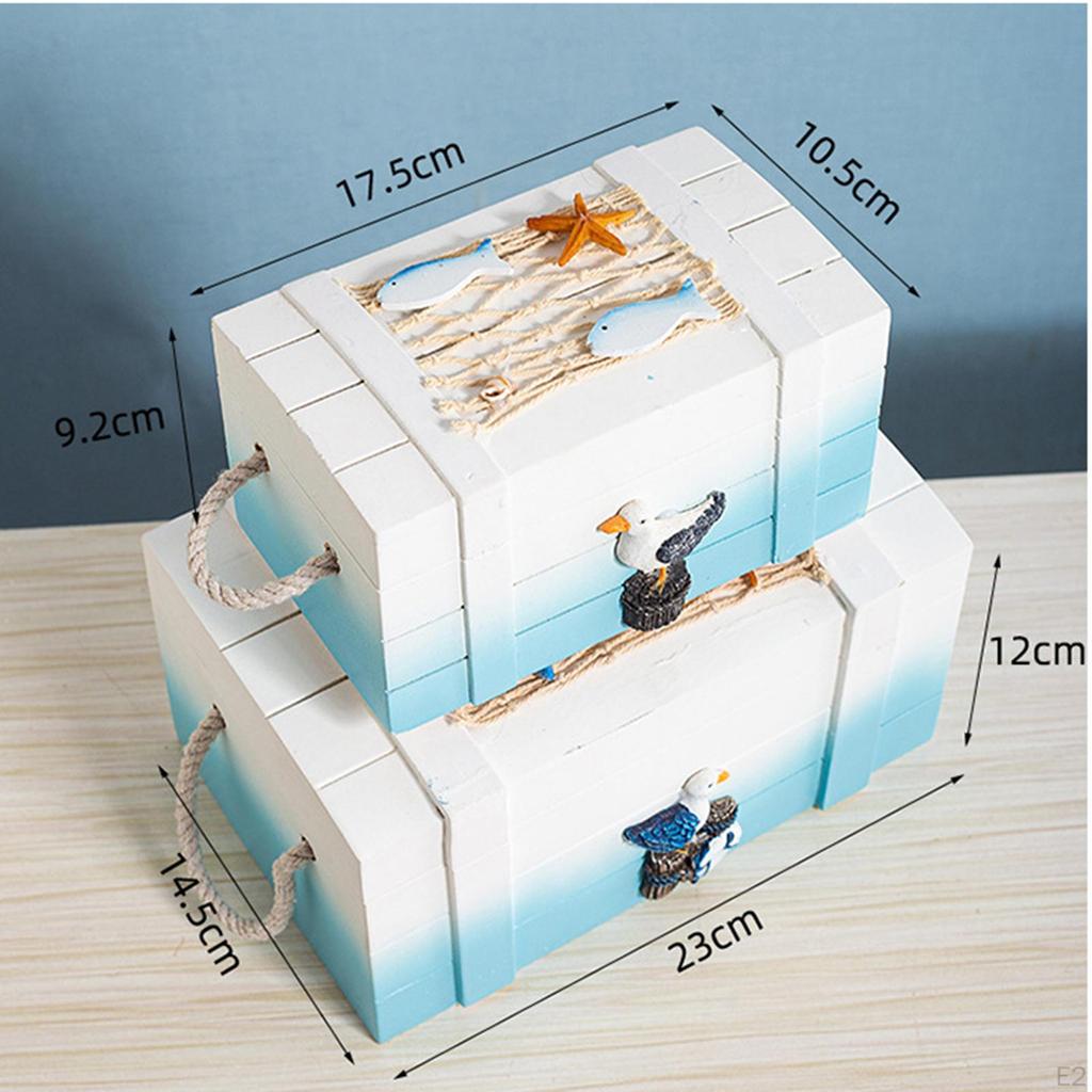 2 kusy Středomořská dřevěná úložná krabice Organizér na drobnosti pro fotografii Stolní dekorace