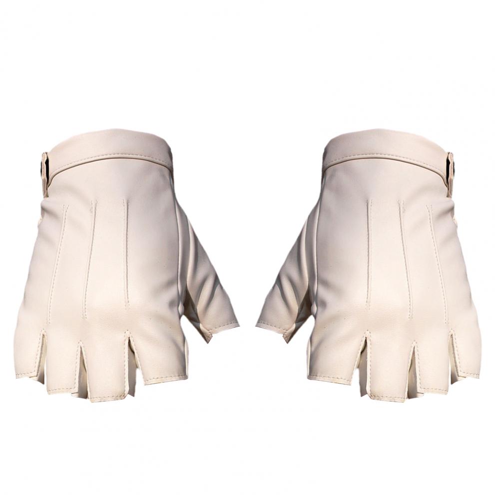 Faux Leather Gloves Half Fingers Waterproof Adjustable Wrist Driving Cycling Sports Halloween Gloves Women Men