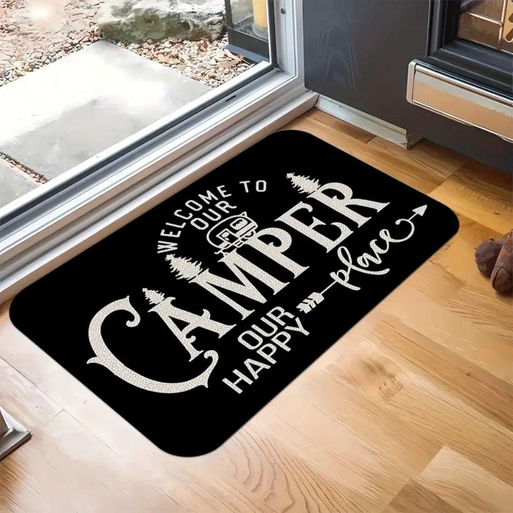 VIKAMA Camper Van Welcome Carpet, Washable, Camping Door Anti-Slip Carpet, Living Room, Decorative And Durable Camping Carpet
