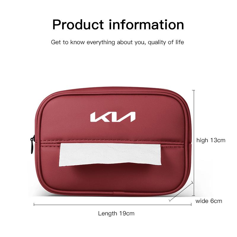 Car Tissue Box Auto Multi Functional Leather Kleenex Storage Bag For KIA Rio 4 Ev3 Ev6 Niro Stonic Sportage GT-Line Ceed Picanto Zqdtx40