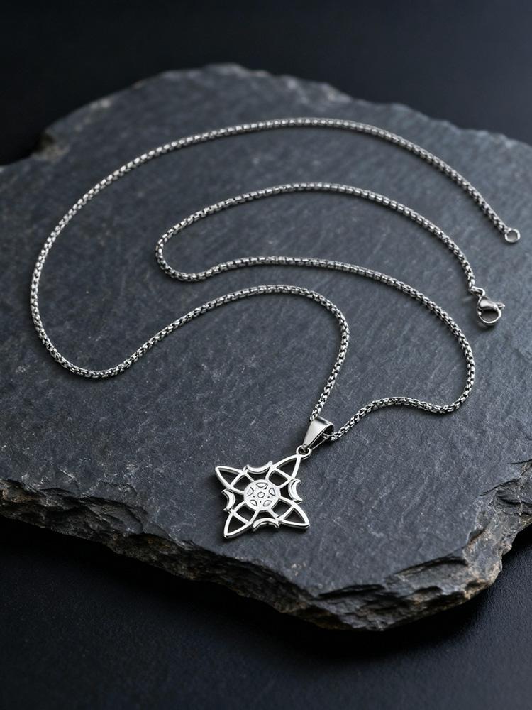 Waterproof Celtic Knot Necklace for Men Women,Witchcraft Moon Pentagram Pendant Necklace,Amulet Jewelry Gift