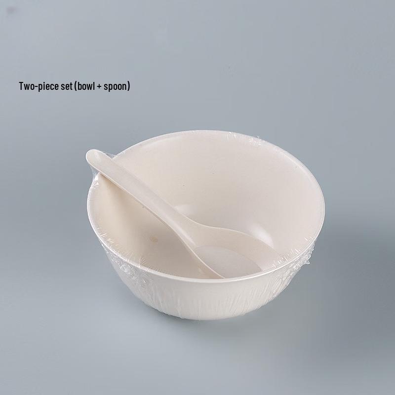 Disposable Rice Husk Bowl and Spoon Set