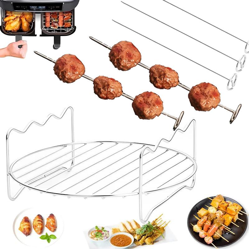 Air Fryer Stainless Steel Rack Tray&Steaming Racks Air Fryer Tools Cake Baking Pan BBQ Gril Cooker Accessories Home Cooking Tool