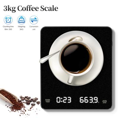 Balance à café numérique avec minuterie écran LED expresso USB 3kg Max. pesant 0.1g mesures de haute précision en Oz/ml/g balance de cuisine