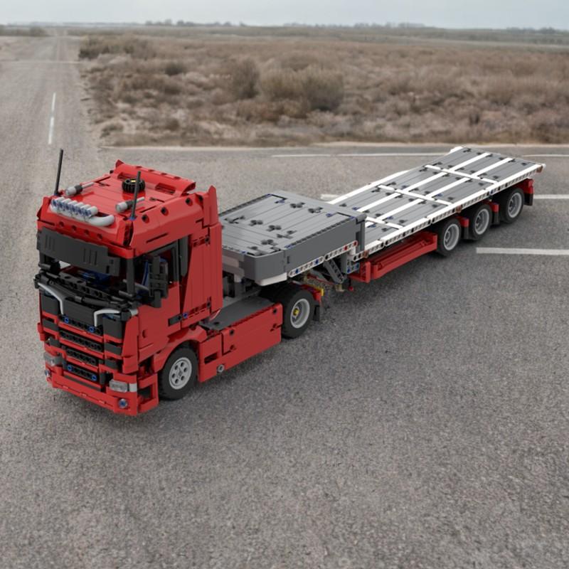 1620PCS MOC Technology Heavy Truck Steering Trailer Model DIY Creative Assembly Building Blocks Display Birthday Gift Home Set