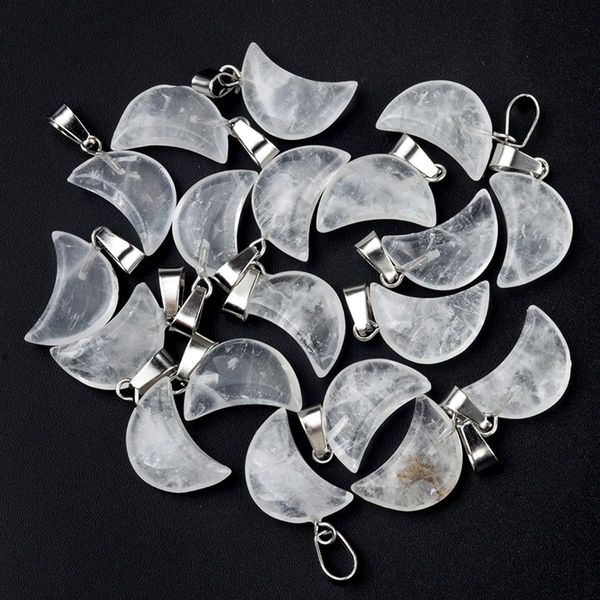 

5 шт./упак. натуральный кристалл драгоценный камень кулон в форме луны подвески для изготовления ювелирных изделий DIY аксессуары унисекс 18x12 мм 5Pcs/18x12mm