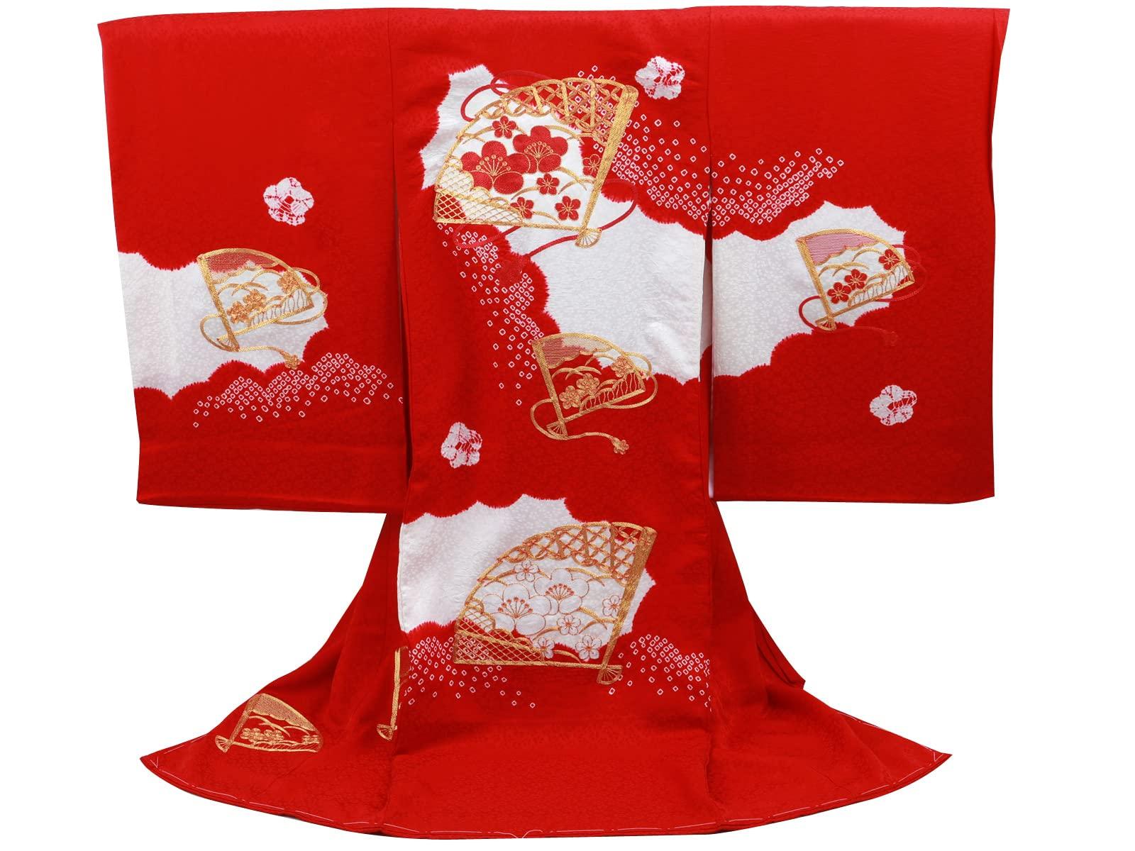 

Відвідування храму золота вишивка шіборі чистий шовк кімоно довгий комплект нижньої білизни для святкування дитини червоний [Сараса] дівчатка, діти, одяг, червоний