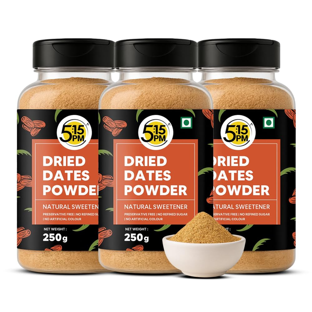 

5:15PM Dried Dates Powder For Baby 250 g X Pack Of 3 Natural Date Sugar Substitute No Added Sugar Easy To Mix Daily Use