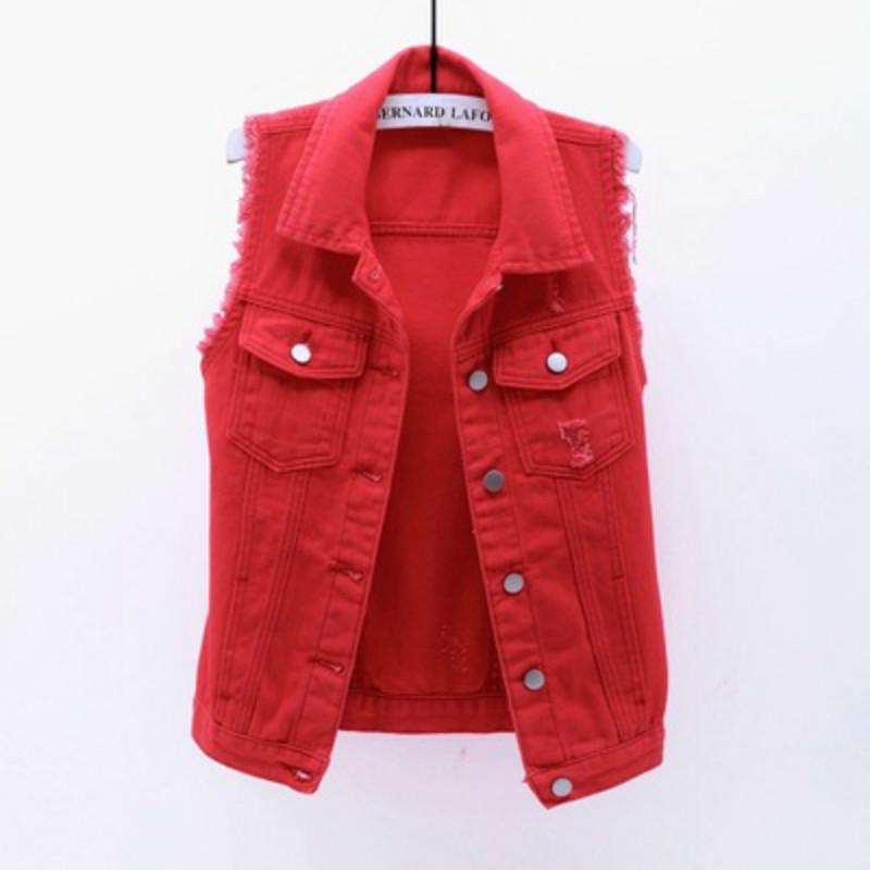 Women's Denim Vest Short Slim Slimming Wear Sleeveless Jacket Multicolor Cardigan Tops