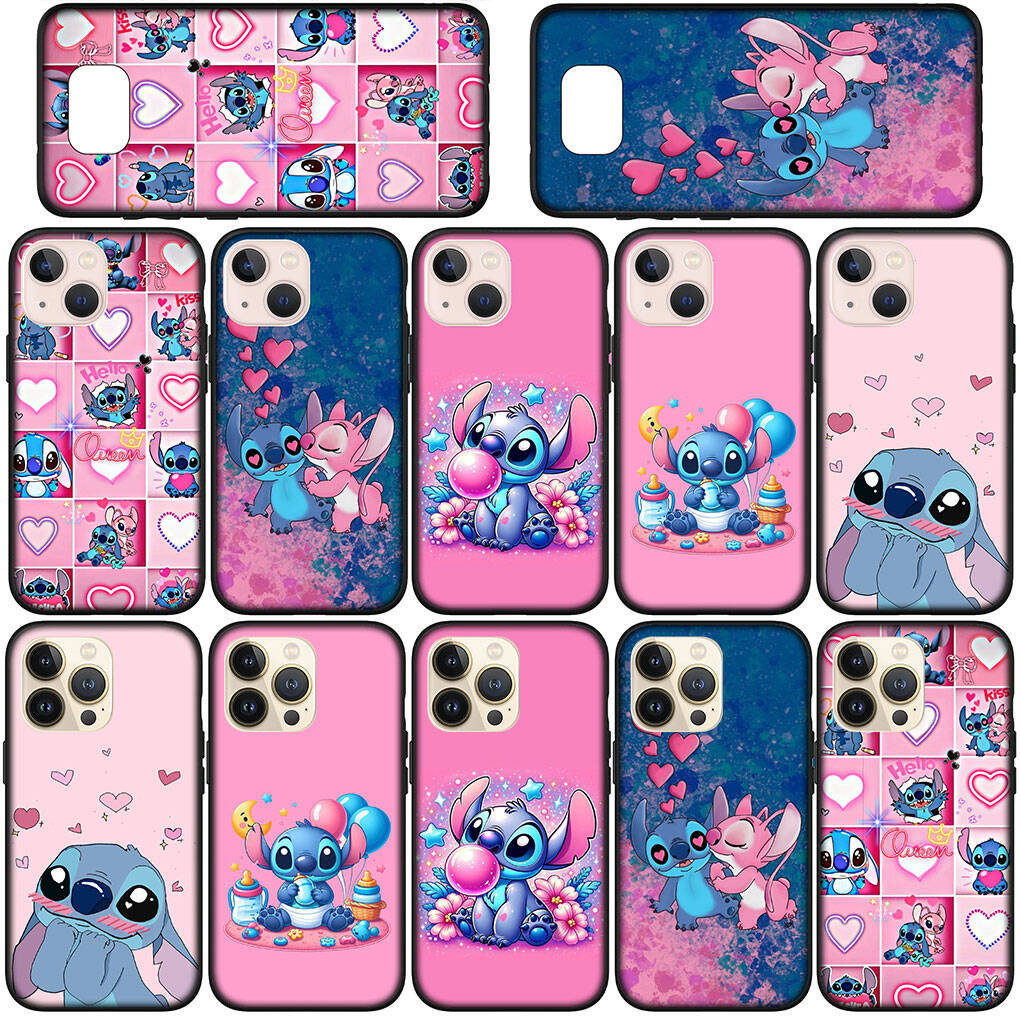 Phone Case for iPhone 17 16 15 Plus 16E Huawei P30 P20 Lite Redmi Note 14 12 11 13 Pro Max OPPO A60 A80 A40 A18 A38 Blue Lilo Comics Stitch Pink Cover